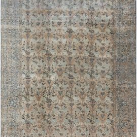 Antique Kirman Persian Allover Floral Pale Sand Hand-Knotted Wool Rug – Circa 1900 BB7380