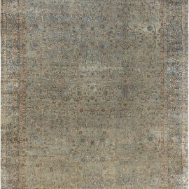 19th Century Persian Kirman Botanic Handwoven Wool Carpet BB7133