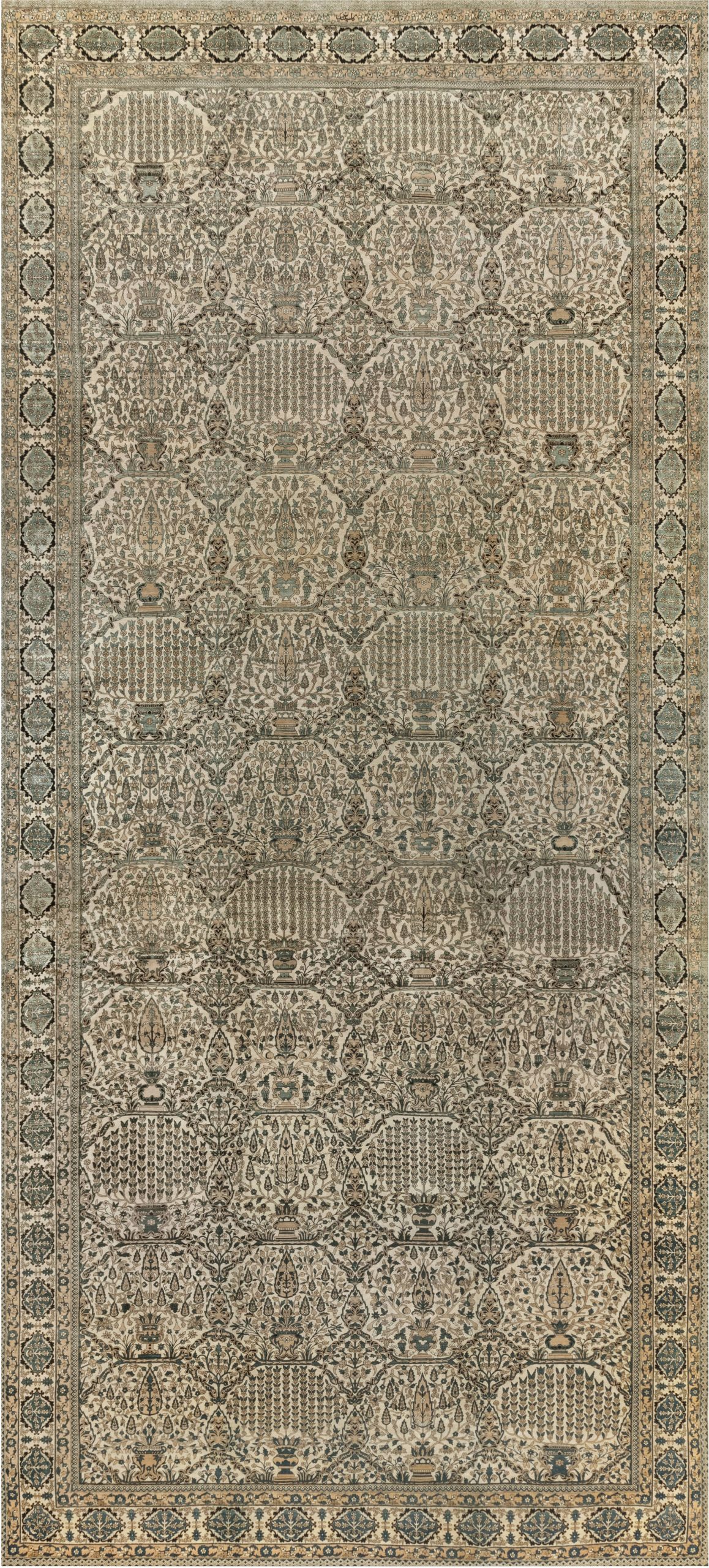 Fine Antique Persian Kirman Botanic Handmade Wool Rug BB7137