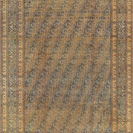 Antique Meshad Persian Allover Golden Tan Hand-Knotted Wool Rug – Circa 1900 BB3127