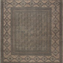 Antique Meshad Persian Allover Warm Tan Hand-Knotted Wool Rug – Circa 1880 BB4543