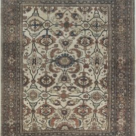 Antique Sultanabad Persian Allover Floral Soft Beige Hand-Knotted Wool Rug – Circa 1900 BB7196