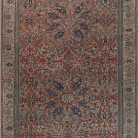 Sultanabad Persian Antique Floral Allover Classic Taupe Hand-Knotted Wool Rug – Circa 1880 BB7190
