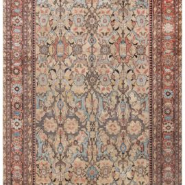 Antique Sultanabad Persian Floral Allover Soft Beige Hand-Knotted Wool Rug – Circa 1900 BB3442