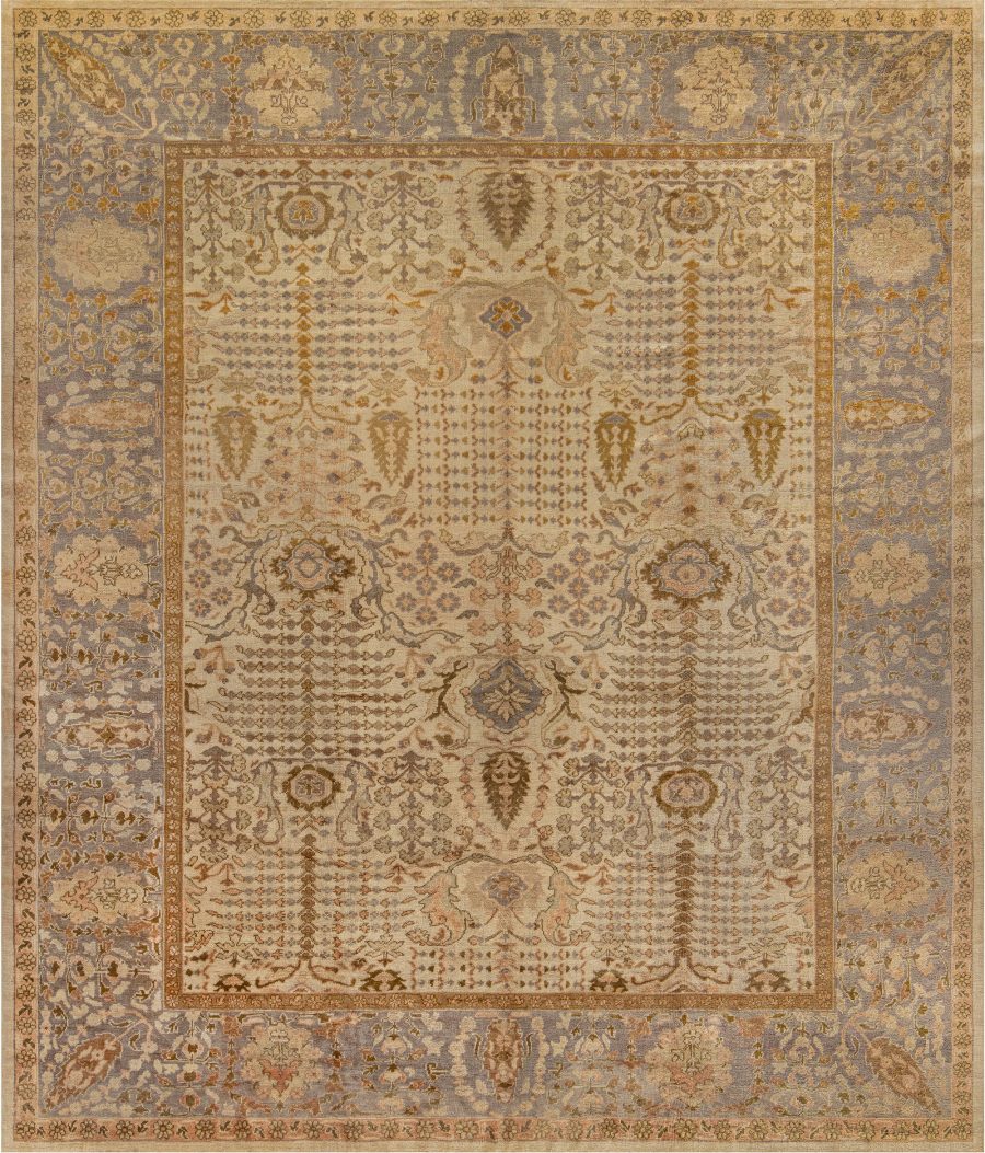 Early 20th Century Persian Sultanabad Brown, Beige, Taupe Handwoven Wool Rug BB3554