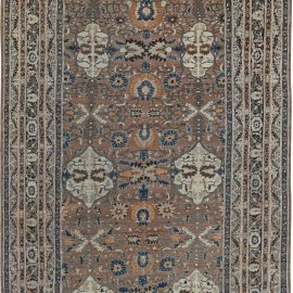 Antique Tabriz Persian Allover Floral Slate Gray Hand-Knotted Wool Rug – Circa 1880 (Size Adjusted) BB7391