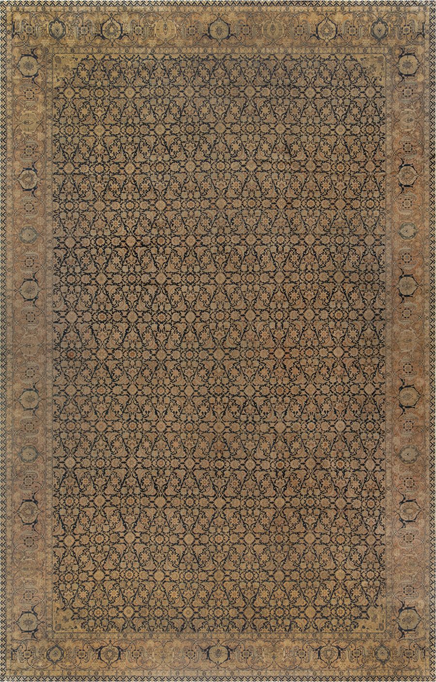Antique Persian Tabriz Botanic Brown Handmade Carpet BB1702