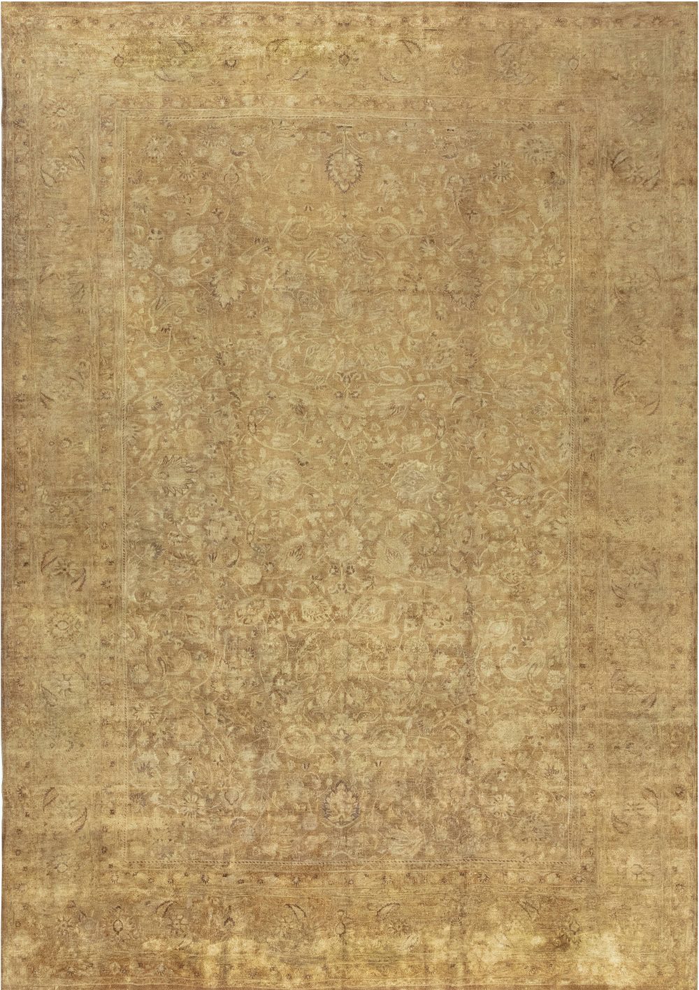 19th Century Persian Tabriz Botanic Handmade Wool Rug BB7128