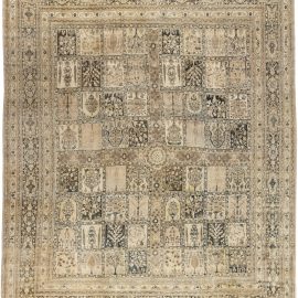 Antique Tabriz Persian Allover Geometric Warm Tan Hand-Knotted Wool Rug – Circa 1880 (Size Adjusted) Garden Design BB2716