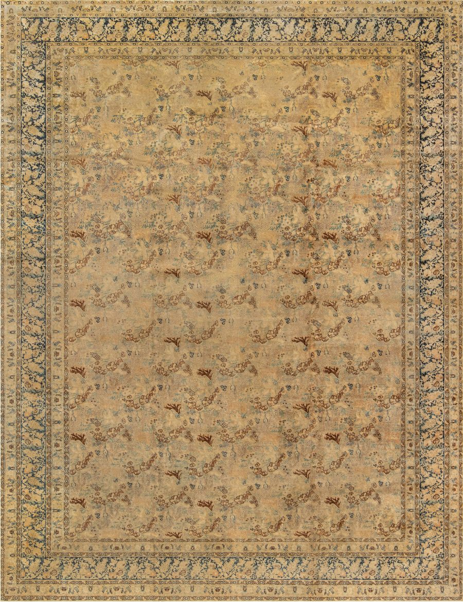 Antique Persian Tabriz Botanic Handmade Wool Rug BB2825
