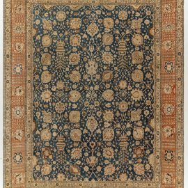 Tabriz Persian Antique Allover Floral In Warm Tan Hand-Knotted Wool Rug – Circa 1900 BB3156
