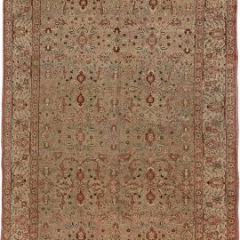 Antique Tabriz Persian Floral Allover Cream Beige Hand-Knotted Wool Carpet – Circa 1920 BB3685