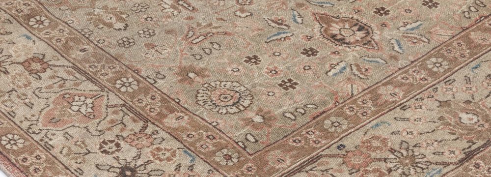 Fine Antique Persian Tabriz Botanic Brown Hand Knotted Wool Carpet BB3685