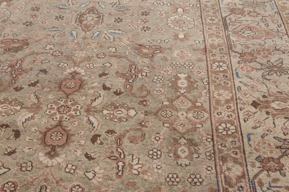 Fine Antique Persian Tabriz Botanic Brown Hand Knotted Wool Carpet BB3685