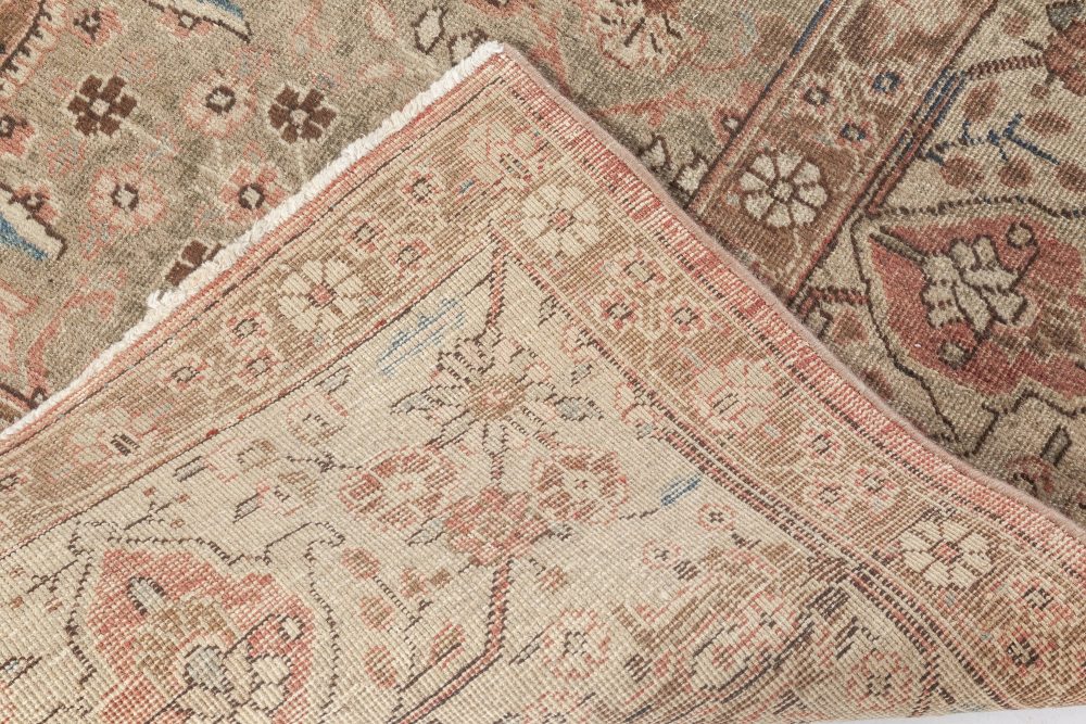 Fine Antique Persian Tabriz Botanic Brown Hand Knotted Wool Carpet BB3685