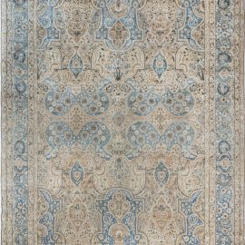 Antique Tabriz Persian Allover Floral Light Beige Hand-Knotted Wool Rug – Circa 1900 BB7084