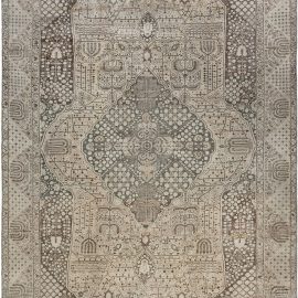 Antique Tabriz Persian Medallion Soft Beige Hand-Knotted Wool Rug – Circa 1880 BB7378