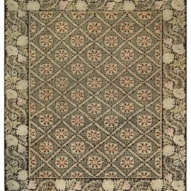 Bessarabian Russian Antique Floral Allover Warm Tan Flatweave Wool Rug – Circa 1880 BB4163