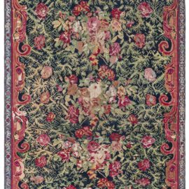 Karabakh Caucasian Antique Floral Allover Golden Tan Hand-Knotted Wool Rug – Circa 1880 Paisley Design BB0975