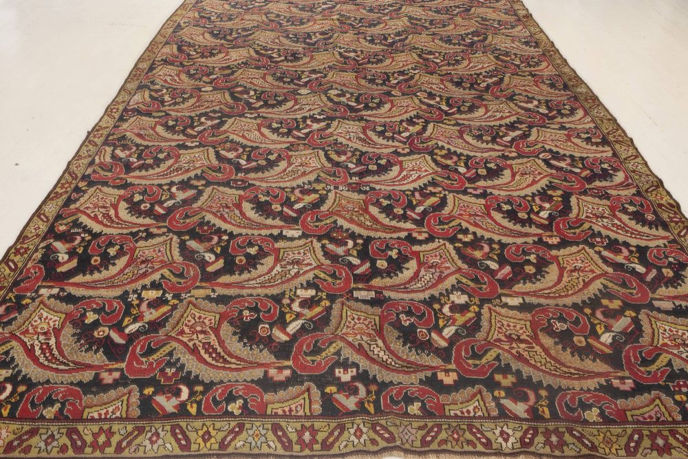 Early 20th Century Caucasian Karabagh Rug in Black, Red and Yellow BB2552