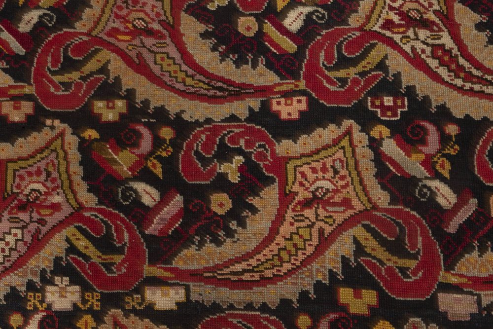 Early 20th Century Caucasian Karabagh Rug in Black, Red and Yellow BB2552