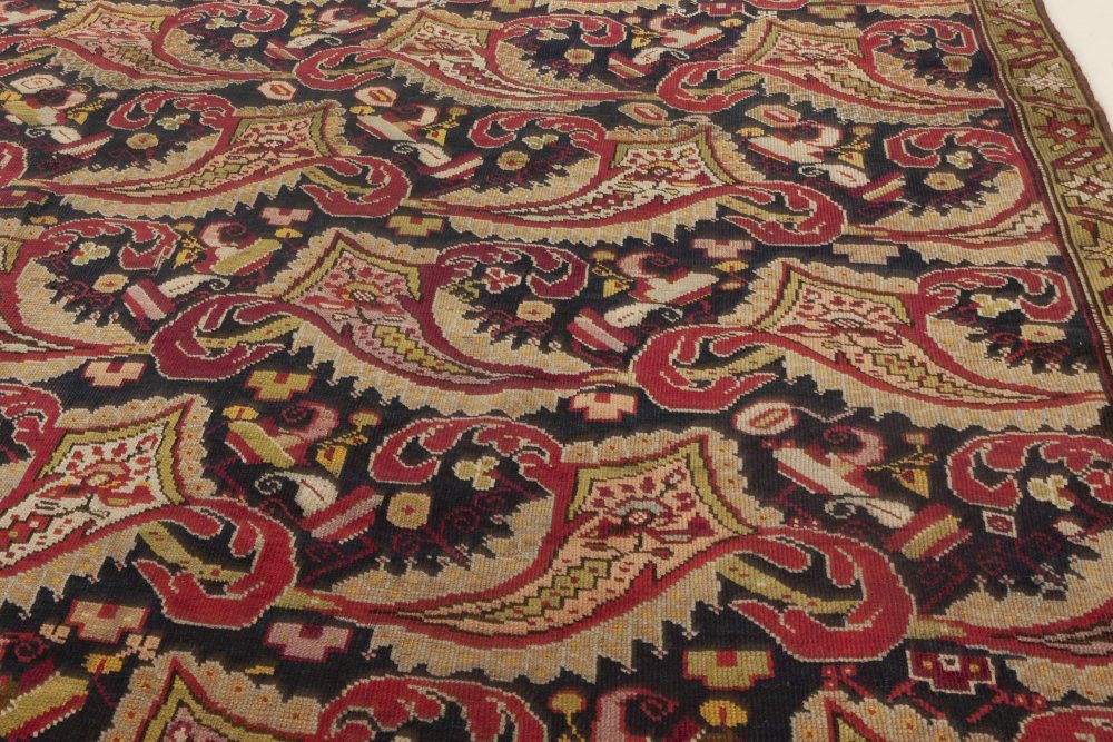 Early 20th Century Caucasian Karabagh Rug in Black, Red and Yellow BB2552