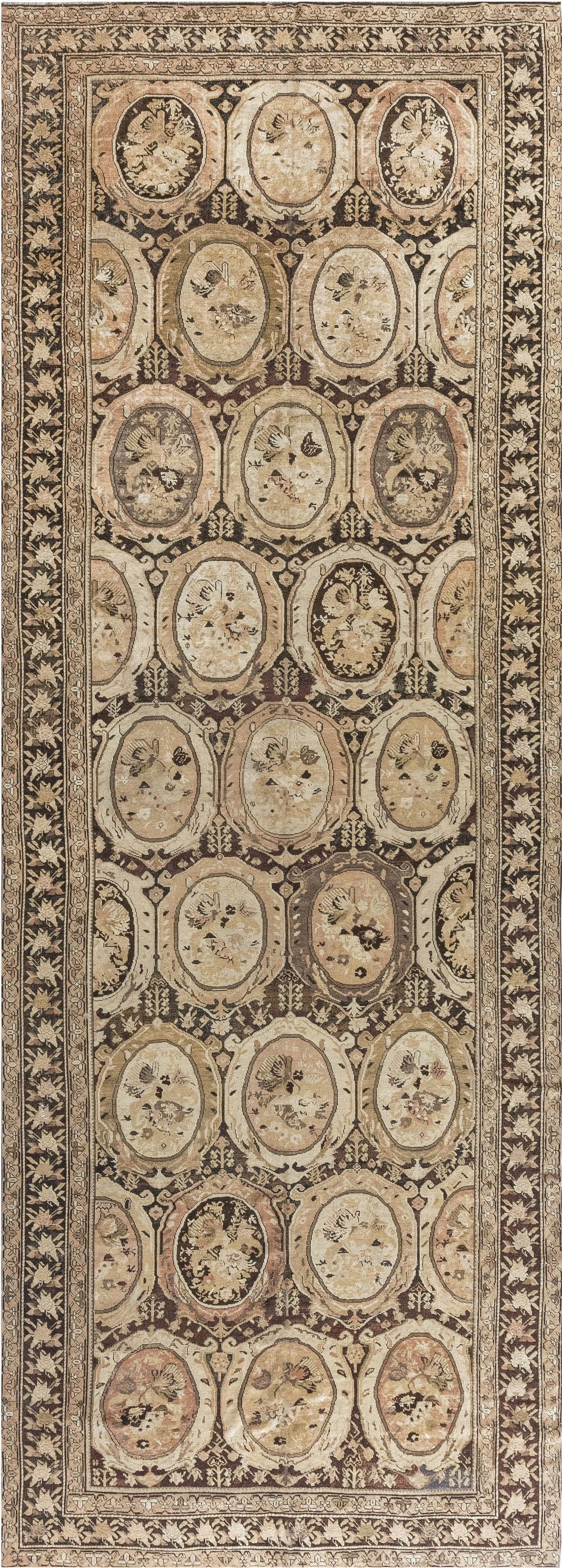 Caucasian Karabagh Beige and Brown Hand Knotted Wool Carpet BB7387