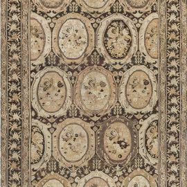 Caucasian Karabagh Beige and Brown Hand Knotted Wool Carpet BB7387