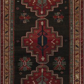 Early 20th Century Red Bold Deisgn Kazak Handmade Wool Rug BB7464