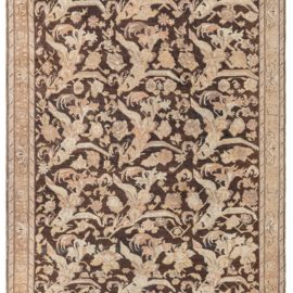 Antique Karabakh Caucasian Allover Floral Warm Tan Hand-Knotted Wool Rug – Circa 1900 Paisley Design BB3855