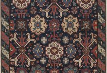19th Century <mark class='searchwp-highlight'>Russian</mark> Karabagh Geometric Black, Indigo and Red Wool Runner BB7071