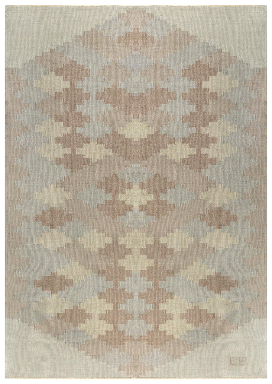 Vintage Scandinavian Beige Handmade Wool Rug BB4679
