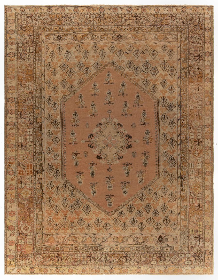 19th Century Turkish Ghiordes Beige Handwoven Wool Rug BB0921