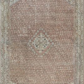 Antique Turkish Medallion Cream Beige Hand-Knotted Wool Rug – Circa 1880 BB7384