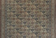 Authentic 1900s Turkish Oushak Botanic Blue, Beige, Pink Handmade Wool Carpet BB7394