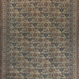 Antique Oushak Turkish Floral Allover Light Beige Hand-Knotted Wool Rug – Circa 1900 BB7394