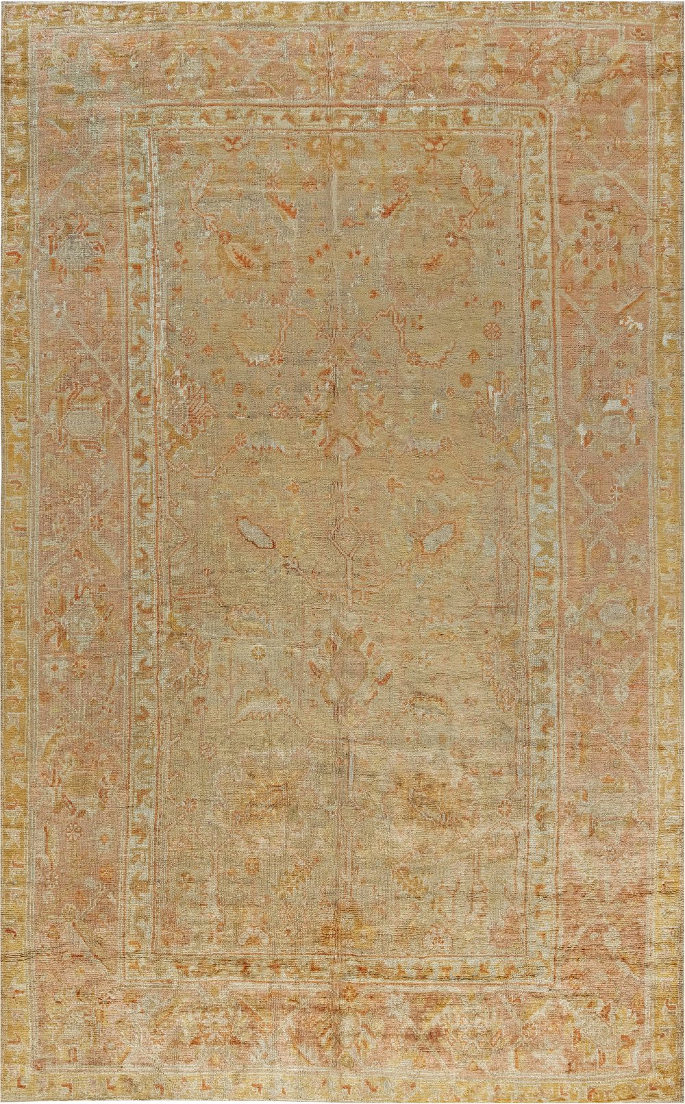 High-quality Antique Turkish Oushak Hand Knotted Wool Rug BB2508