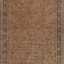 Antique Turkish Allover Floral Rug In Warm Tan Hand-Knotted Wool – Circa 1900 BB1436