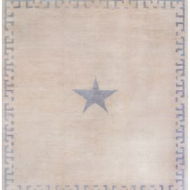 Vintage Chinese Art Deco Abstract Oversized Soft Beige Hand-Knotted Wool Rug BB6221