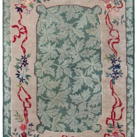 Chinese Art Deco Vintage Floral Sage Hand-Knotted Wool Rug BB6237