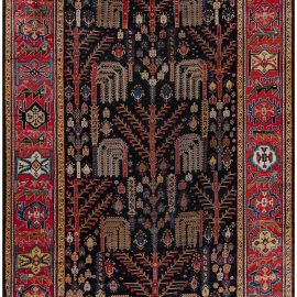 Antique Persian Allover Geometric Hand-Knotted Wool Rug In Ivory – Circa 1880 BB7400