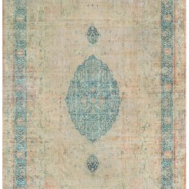 Antique Turkish Floral Medallion Pale Sand Hand-Knotted Wool Rug – Circa 1920 BB8437