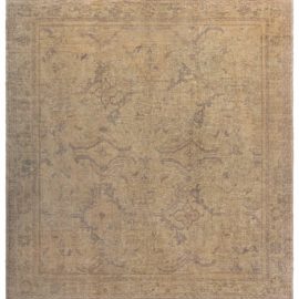 Antique Oushak Turkish Allover Geometric Cream Beige Hand-Knotted Wool Rug – Circa 1920 BB5967