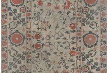 One-of-a-kind Vintage Samarkand (<mark class='searchwp-highlight'>Khotan</mark>) Orange Handmade Wool Carpet BB7450