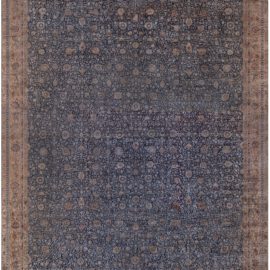 Antique Turkish Allover Floral Oversized Cream Beige Hand-Knotted Wool Rug – Circa 1900 BB8625