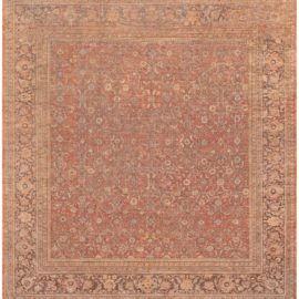 Antique Sultanabad Persian Allover Geometric Pale Sand Hand-Knotted Wool Rug – Circa 1900 (Size Adjusted) BB8620