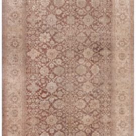 Antique Sultanabad Persian Allover Floral Light Beige Hand-Knotted Wool Rug – Circa 1920 BB8526