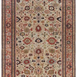 Antique Sultanabad Persian Floral Allover Light Beige Hand-Knotted Wool Rug – Circa 1880 BB8429