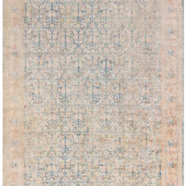 Tabriz Persian Antique Allover Floral Light Beige Hand-Knotted Wool Carpet – Circa 1920 BB8564