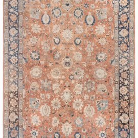 Antique Tabriz Persian Allover Floral Ivory Hand-Knotted Wool Carpet – Circa 1920 BB8527